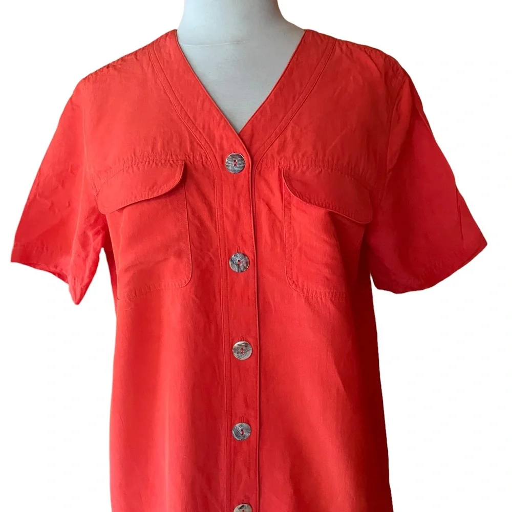 1980s Tess Silk/Linen‎ Button Down Dress